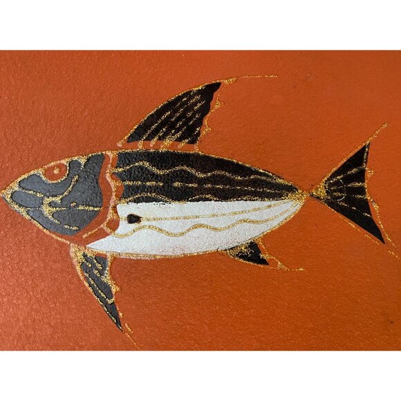 Pair Of Vintage Swordfish Serving Trays With Wrapped Handles 18 x 11" - Picture 2 of 6